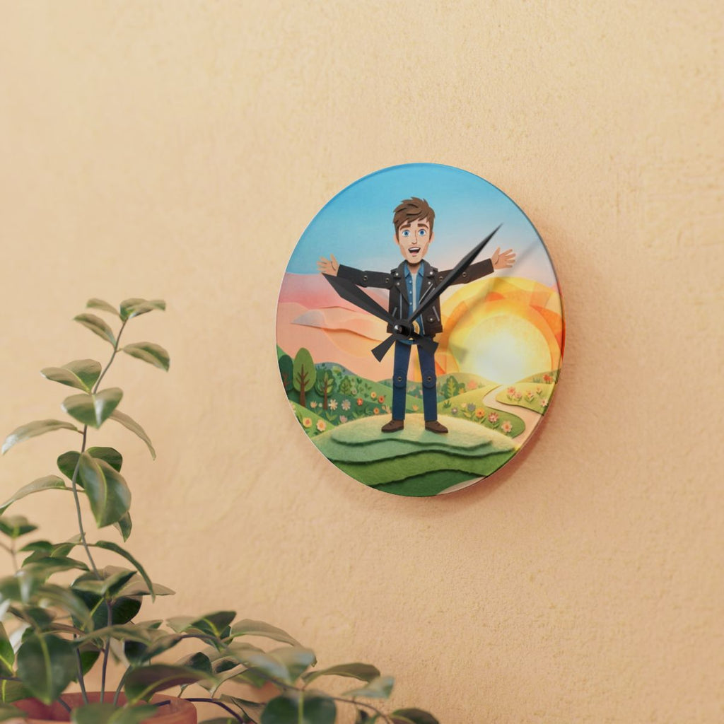 Acrylic Wall Clock - Sunny Meadow Time | Echovira Gallery