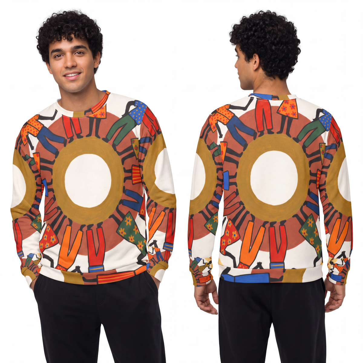Men's Sweatshirt - Unity Mandala Folk Art | Echovira Gallery