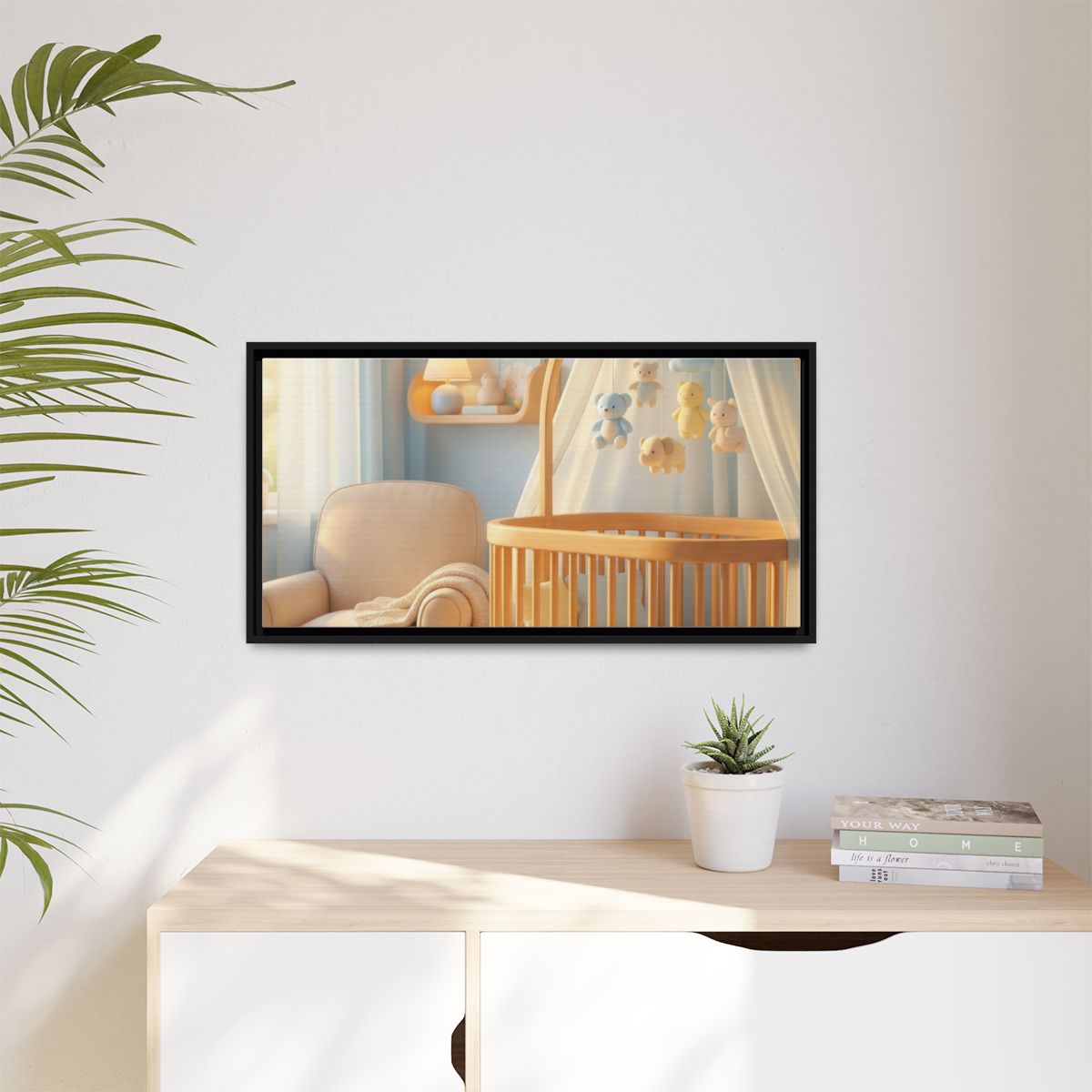 Matte Canvas, Framed - Dreamy Serene Nursery Art — Black /...