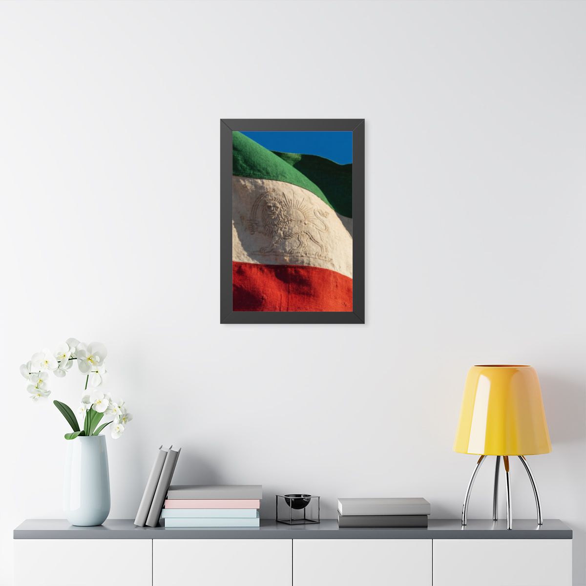 Framed Vertical Poster - Vintage Persian Lion and Sun Flag...