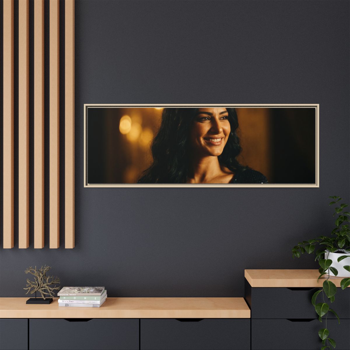 Framed Canvas Art - Golden Glamour — Natural / 1.25"