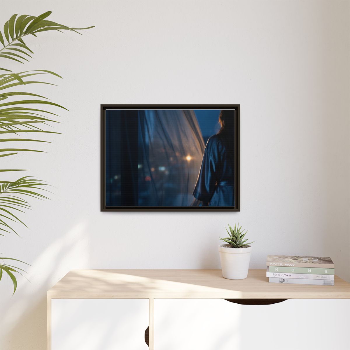 Matte Canvas, Framed - Nocturnal Solitude Silhouette —... |...