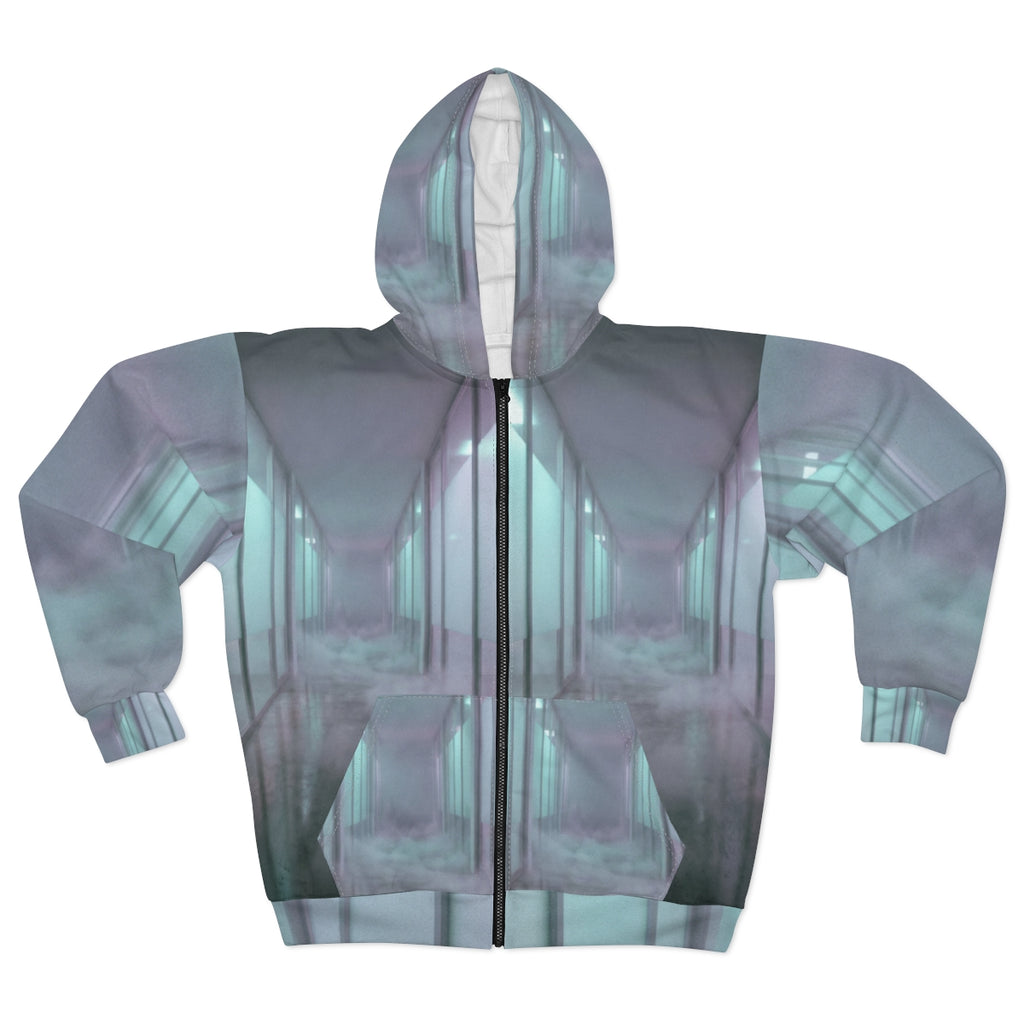 Men's Zip Hoodie - Liminal Office Fog | Echovira Gallery