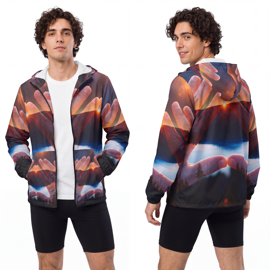Men's Windbreaker Jacket - Alpine Sunrise Trail