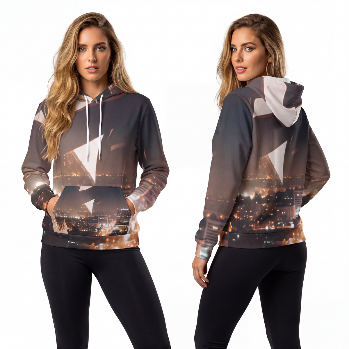 Fashion Hoodie - Midnight City Silhouette | Echovira Gallery