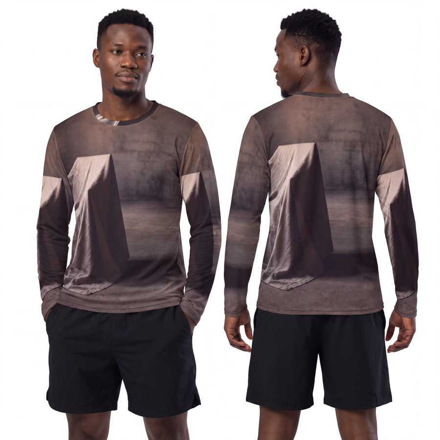 Men's Long Sleeve Shirt - Draped Silence Still Life Art - Shadowed Sanctuary