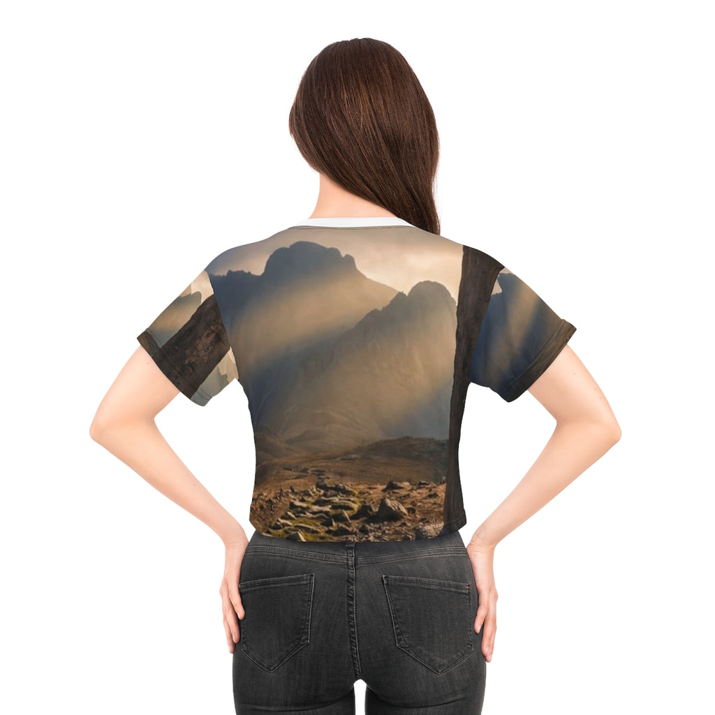 Crop Tee - Mystic Monolith Ancient Persian Mountain Art |...