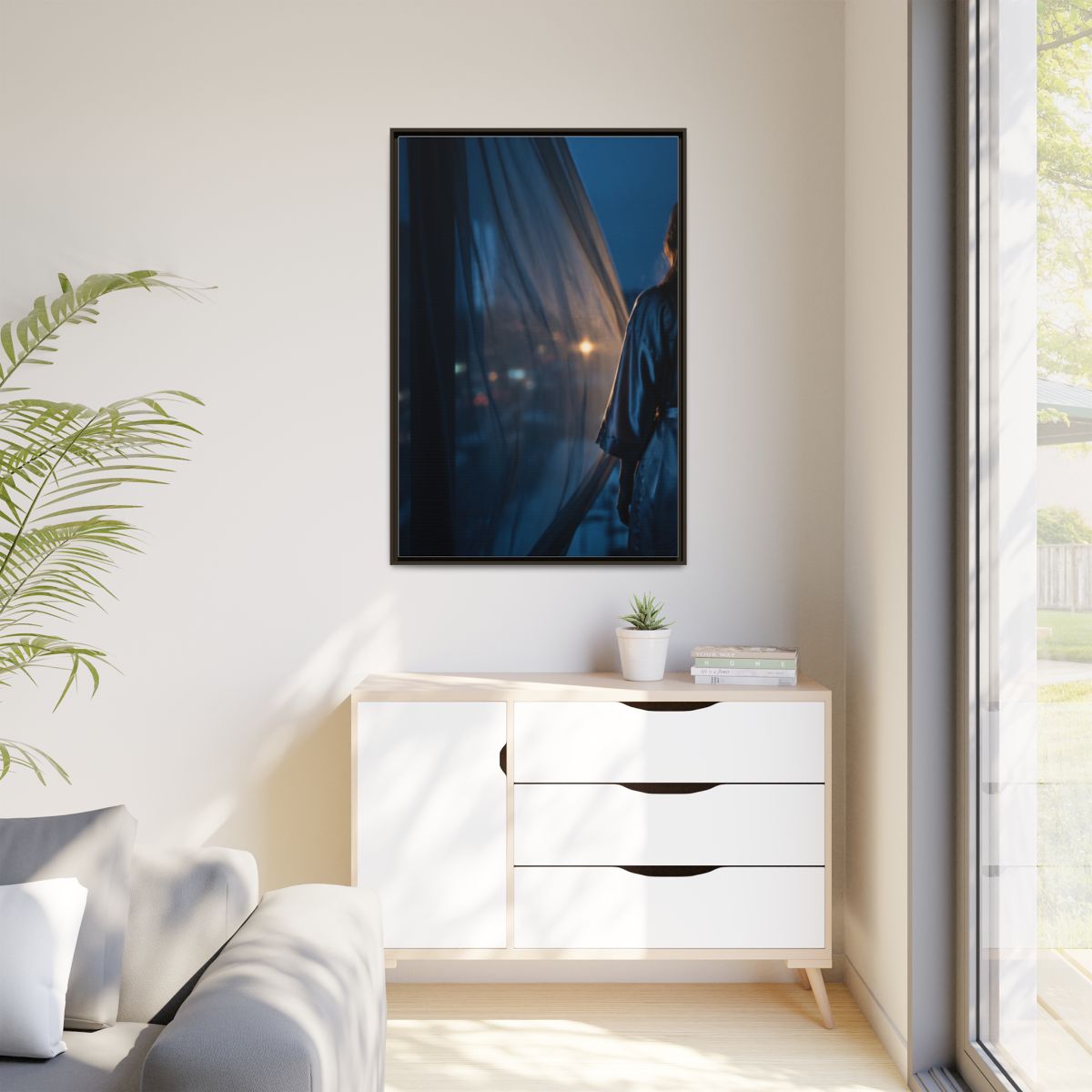 Matte Canvas, Framed - Nocturnal Solitude Silhouette —... |...