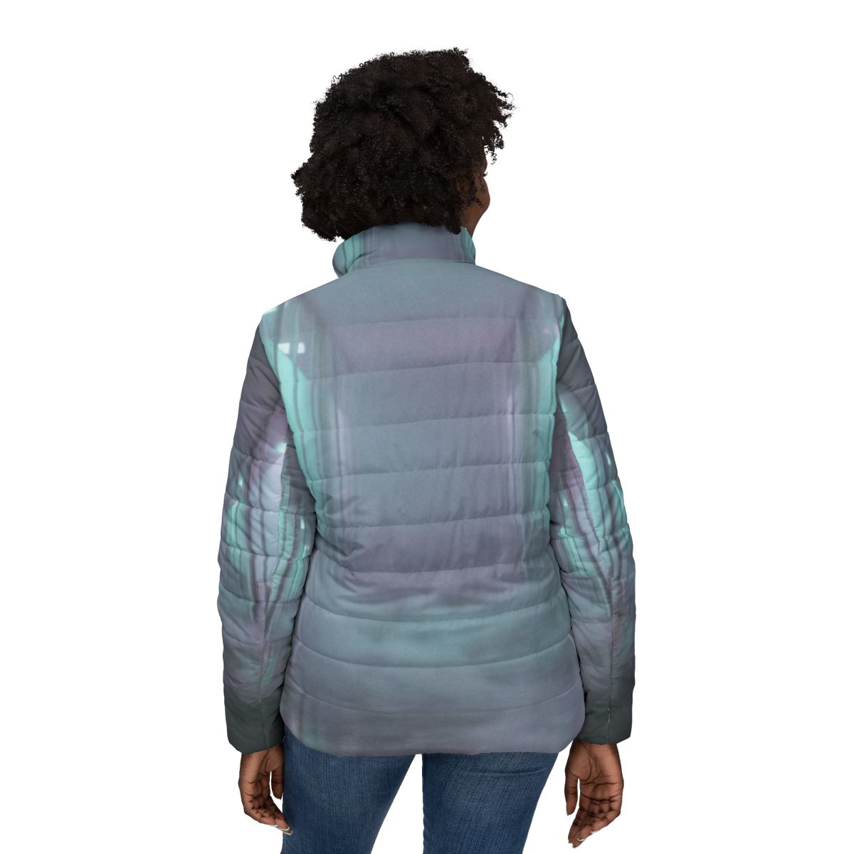 Women's Puffer Jacket - Liminal Corridor Fog Art Print |...
