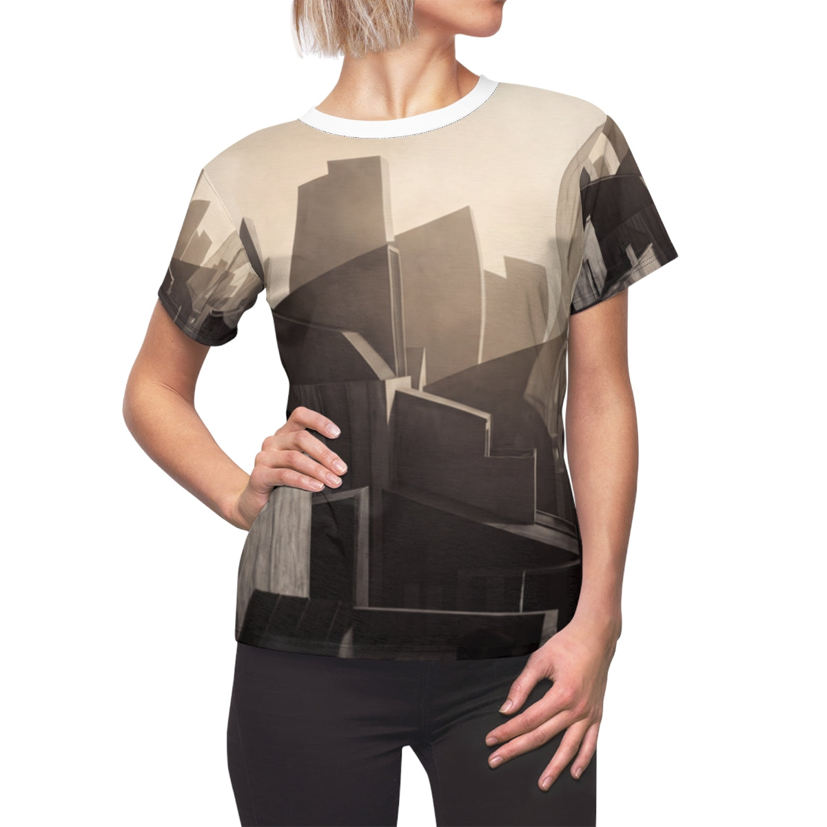 Women's Cut and Sew Tee with Urban Skyline Art