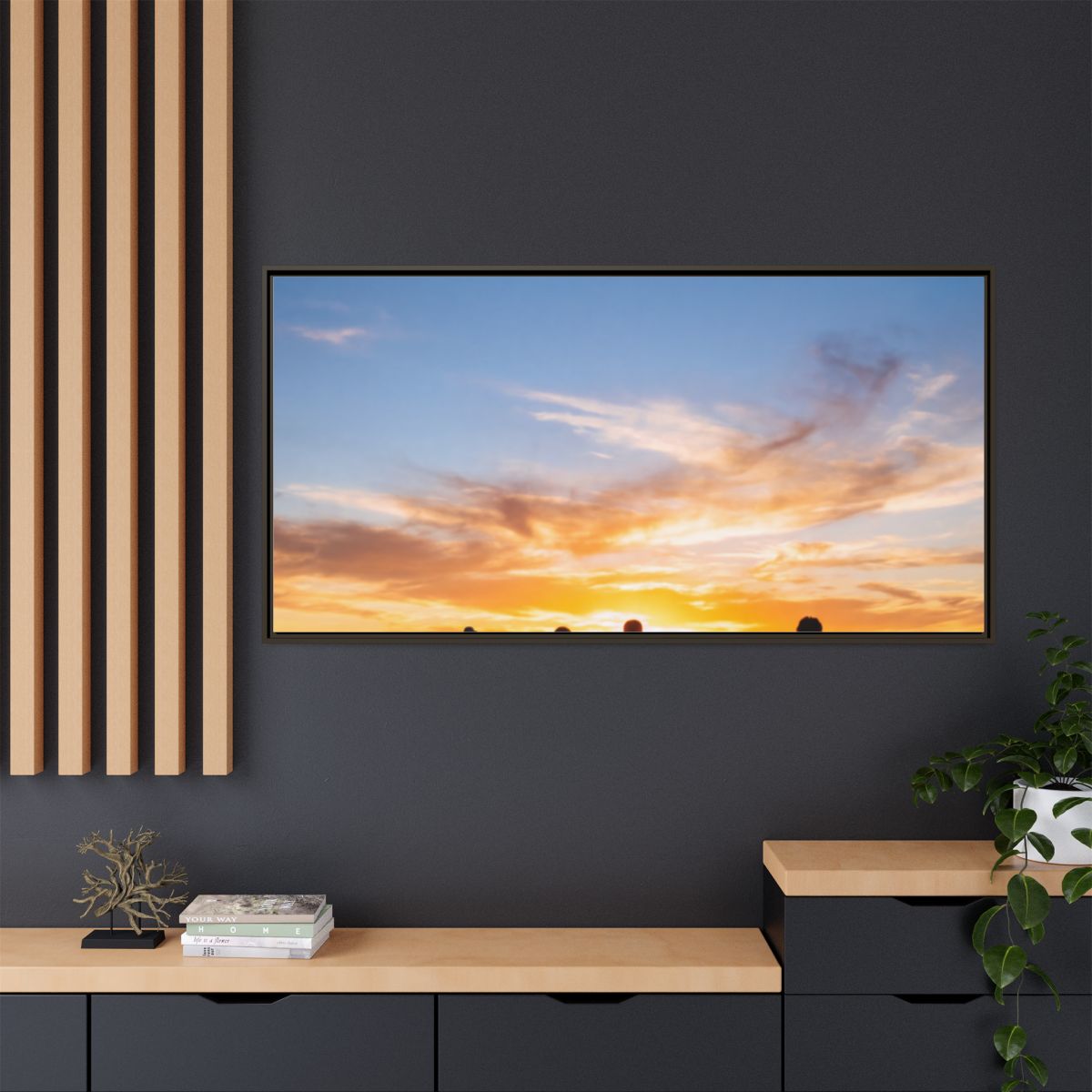 Framed Canvas - Sunset Silhouette