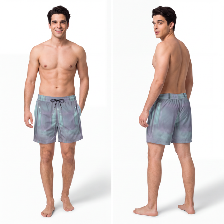 Men's Mid-Length Swim Shorts - Liminal Corridor Fog Art Print