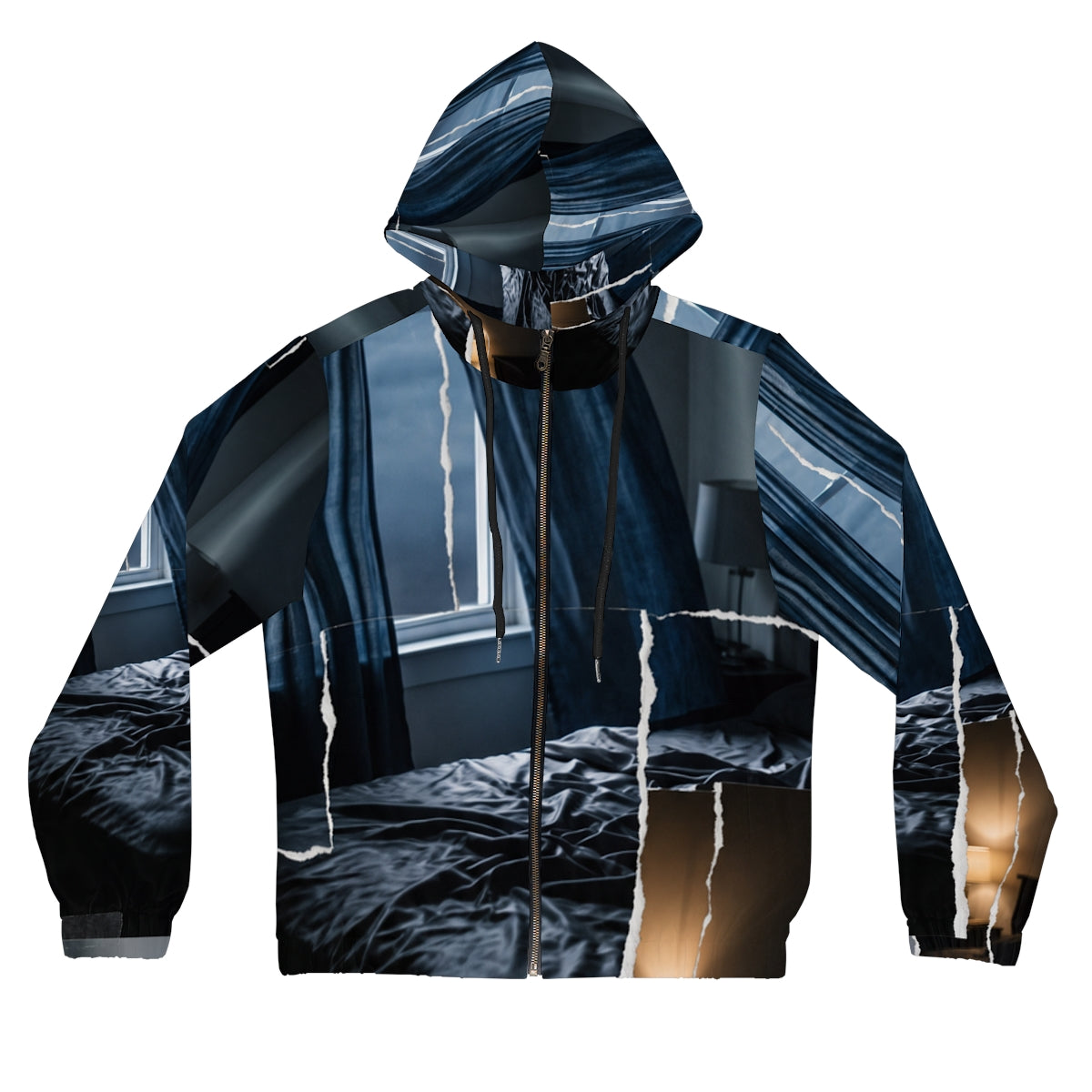 Women's Full-Zip Hoodie - Shadowed Sanctum Moody Bedroom......