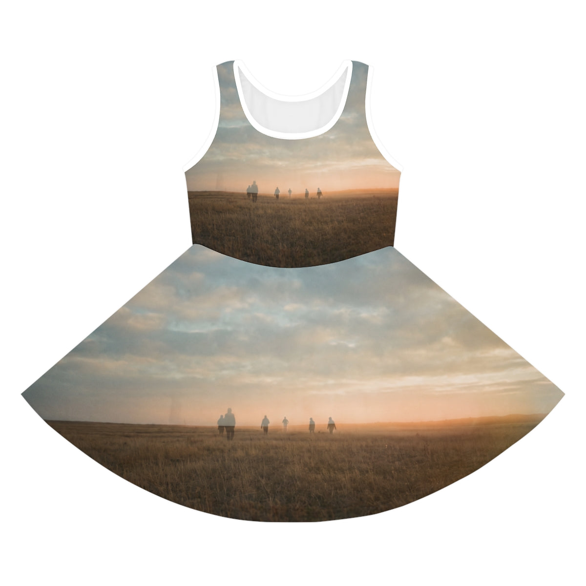 Girls' Sleeveless Sundress with Golden Horizon Art