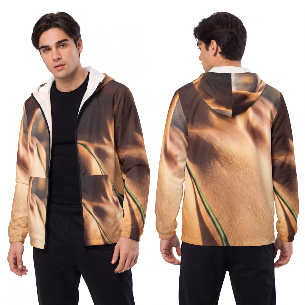 Men's Windbreaker - Sunset Silk Street Shield | Echovira...