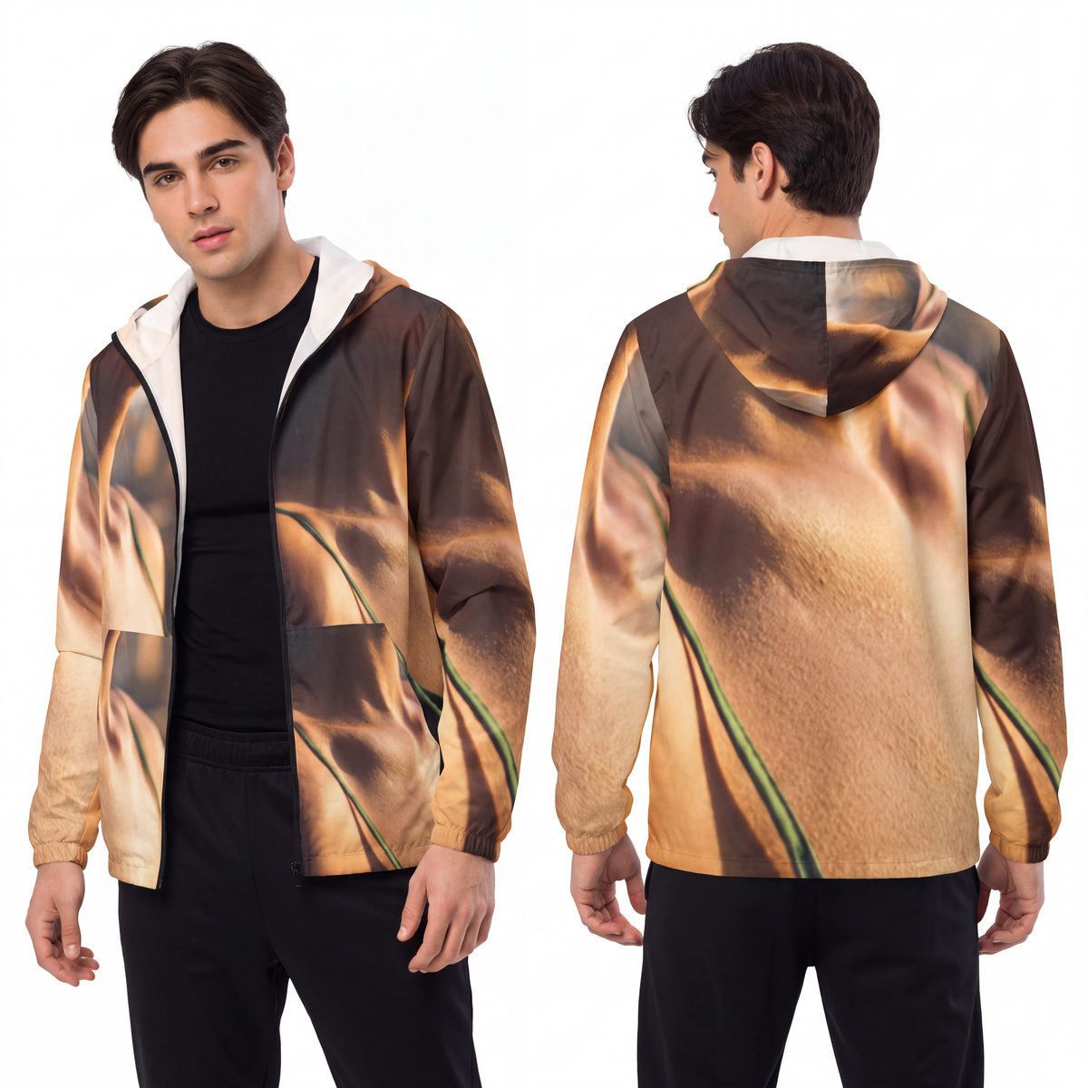 Men's Windbreaker - Sunset Silk Street Shield | Echovira...