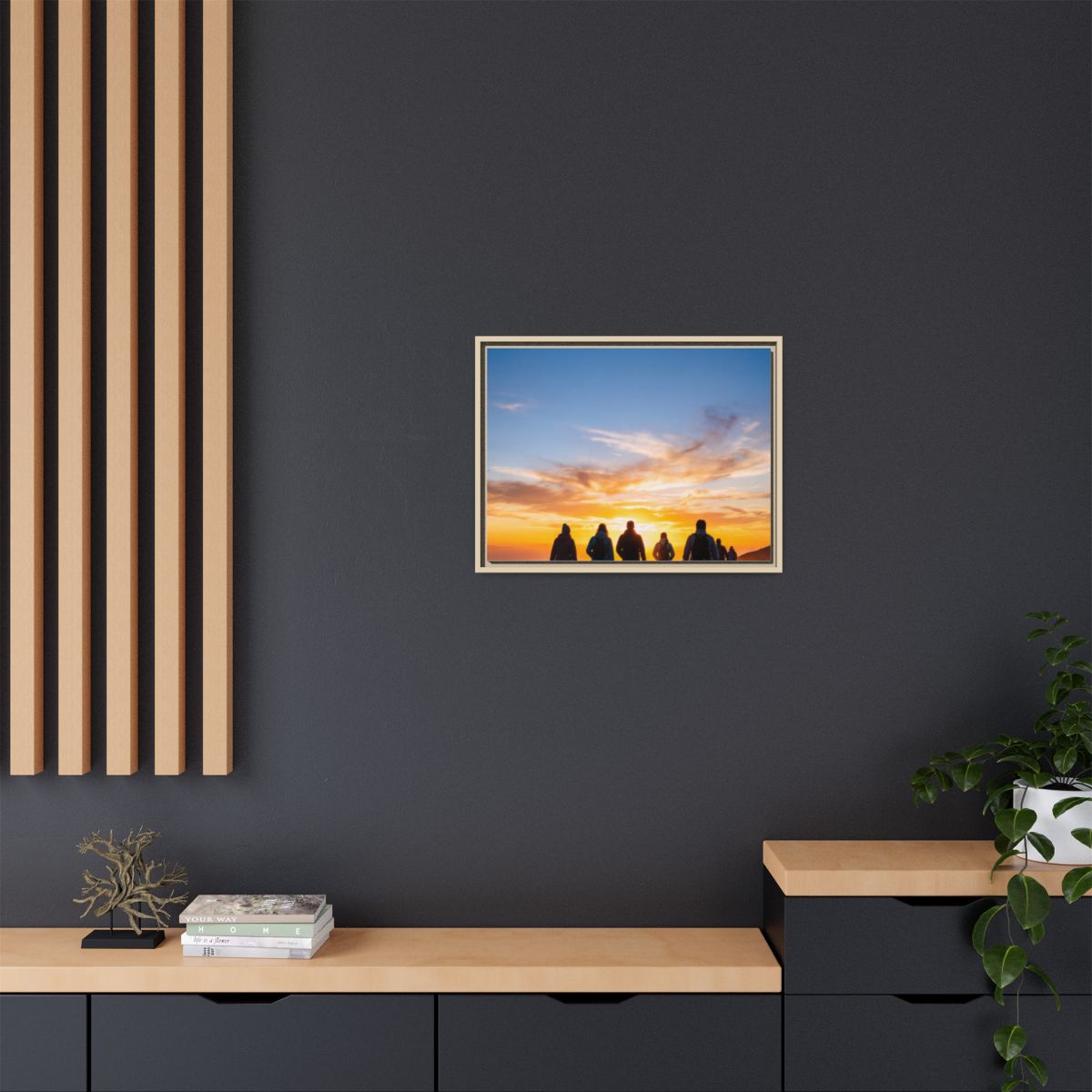 Framed Canvas - Sunset Silhouette — Natural / 1.25"