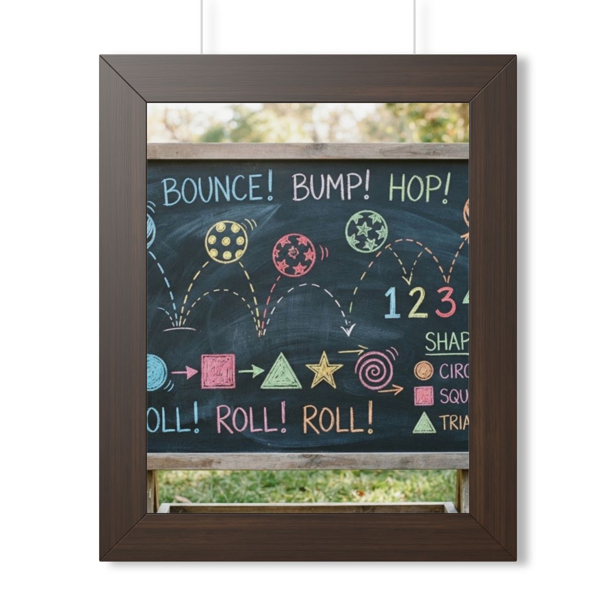 Framed Vertical Poster - Chalkboard Playground — Walnut... |...