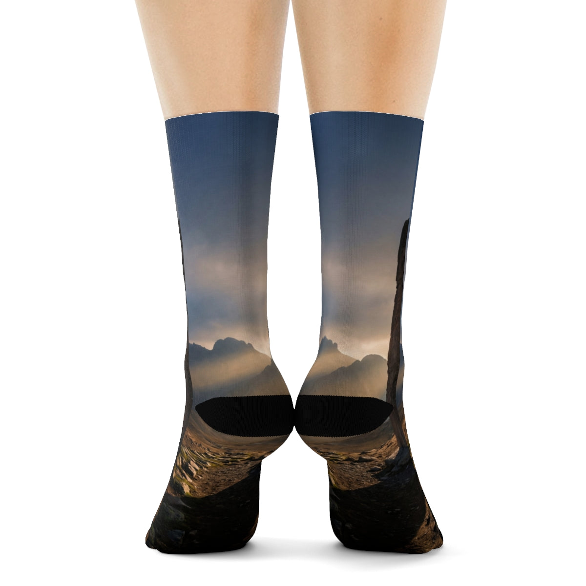 Crew Socks - Ancient Mountain Monolith Art Print | Echovira...