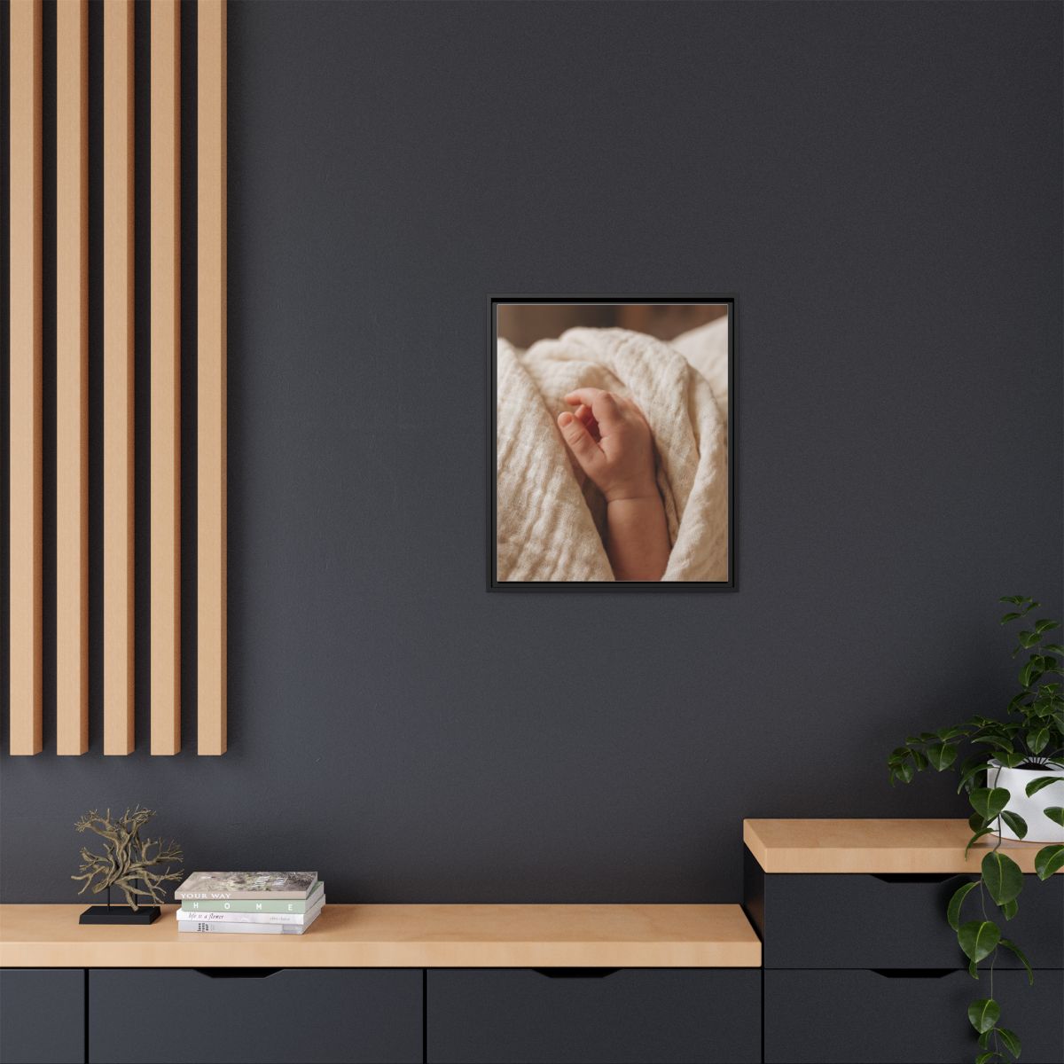 Framed Matte Canvas - Tender Newborn Hand (8×10, 9×12... |...