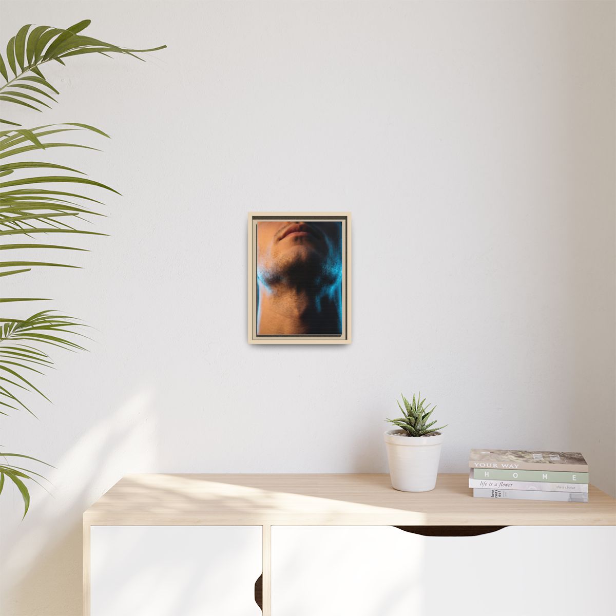 Matte Canvas, Framed - Neon Shadows Cinematic Portrait Art...