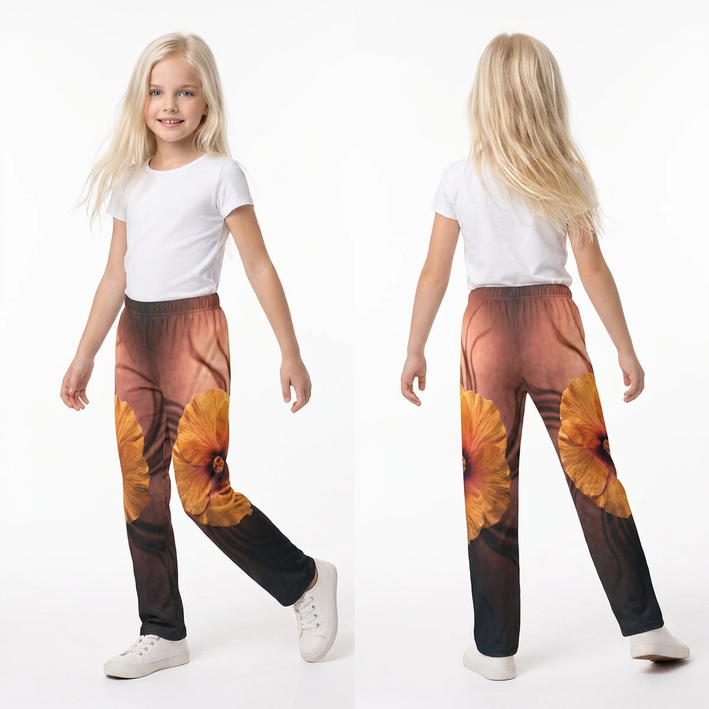 Kids Lounge Pants - अंबर हिबिस्कस फ्लावर