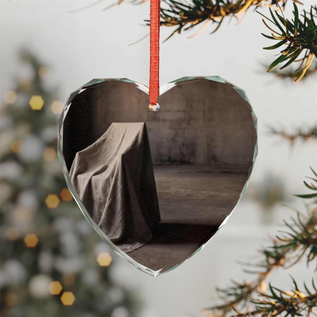 Crystal Glass Ornament - Draped Chair in Earthy Moody... |...