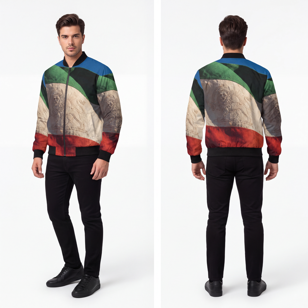 Men's Bomber Jacket - Vintage Persian Lion and Sun Flag Art...