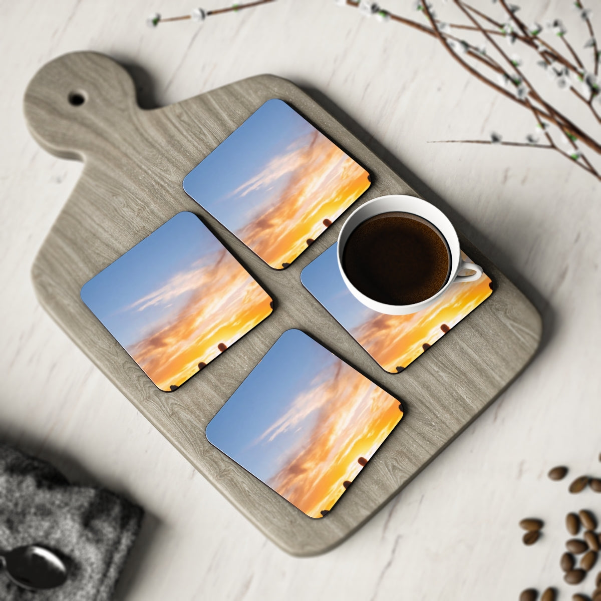 Drink Coasters - Sunset Ridge Horizon (1 & 4 pcs) | Echovira...