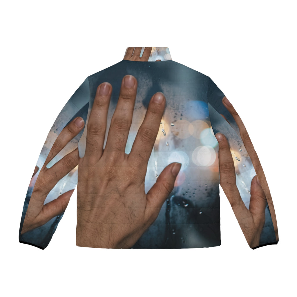 Men's Puffer Jacket Rainy Nocturnal City Art