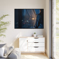 Matte Canvas, Framed - Nocturnal Solitude Silhouette — Black...