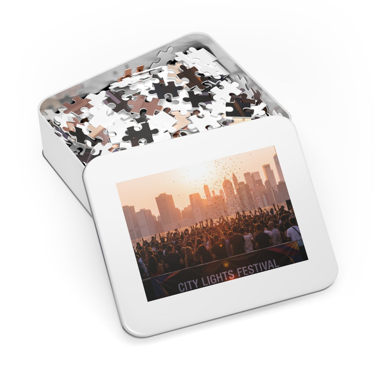 Jigsaw Puzzle with Tin - City Lights (30, 110, 252, 500... |...