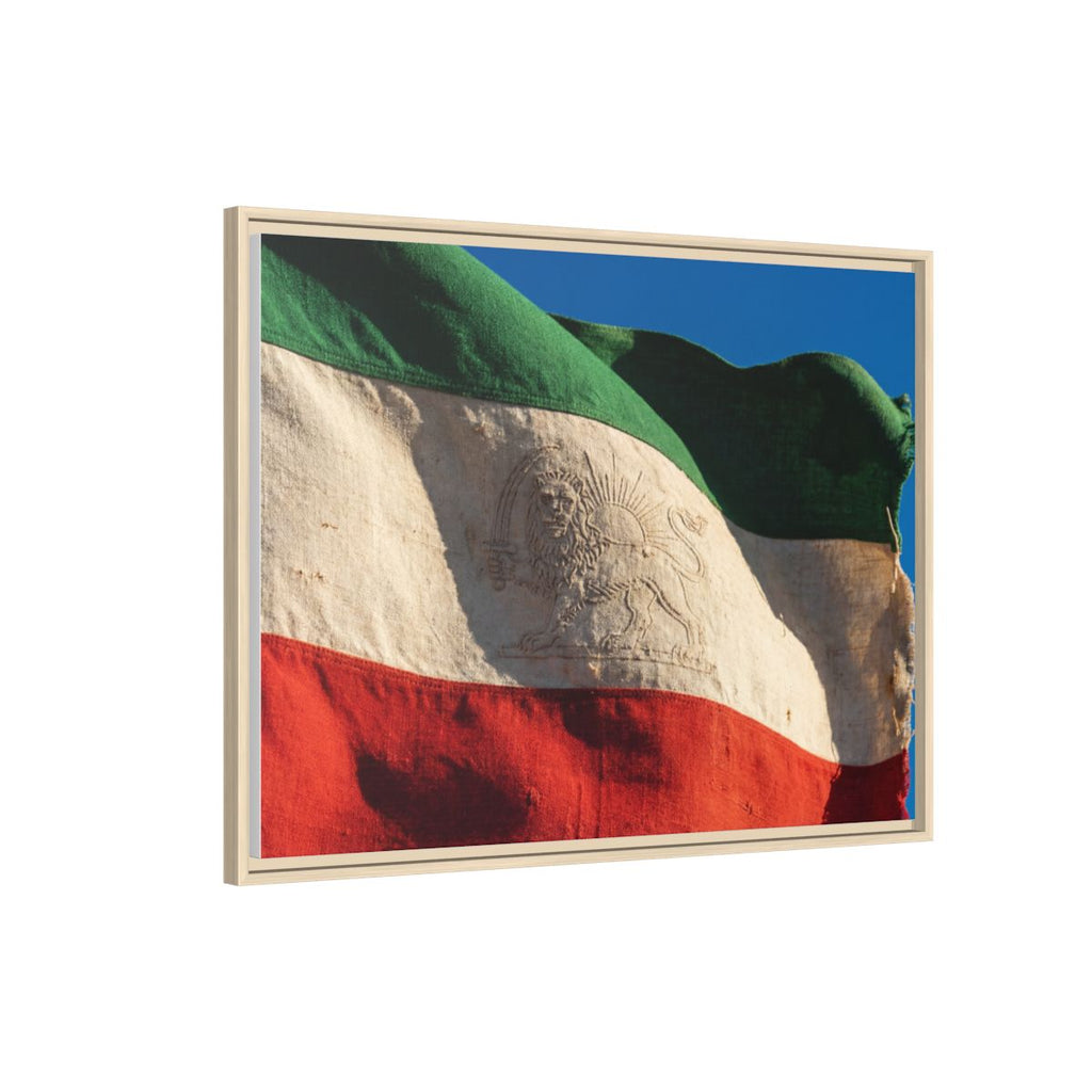 Framed Canvas Art - Distressed Flag — Natural / 1.25"