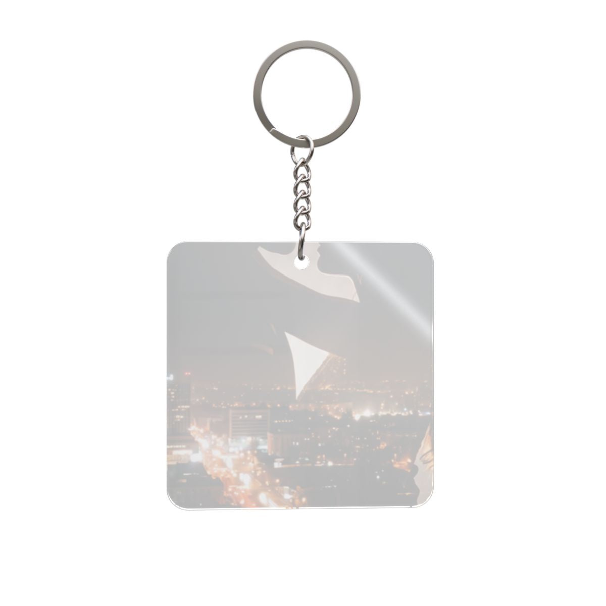 Square Keychain - Midnight City Silhouette | Echovira...
