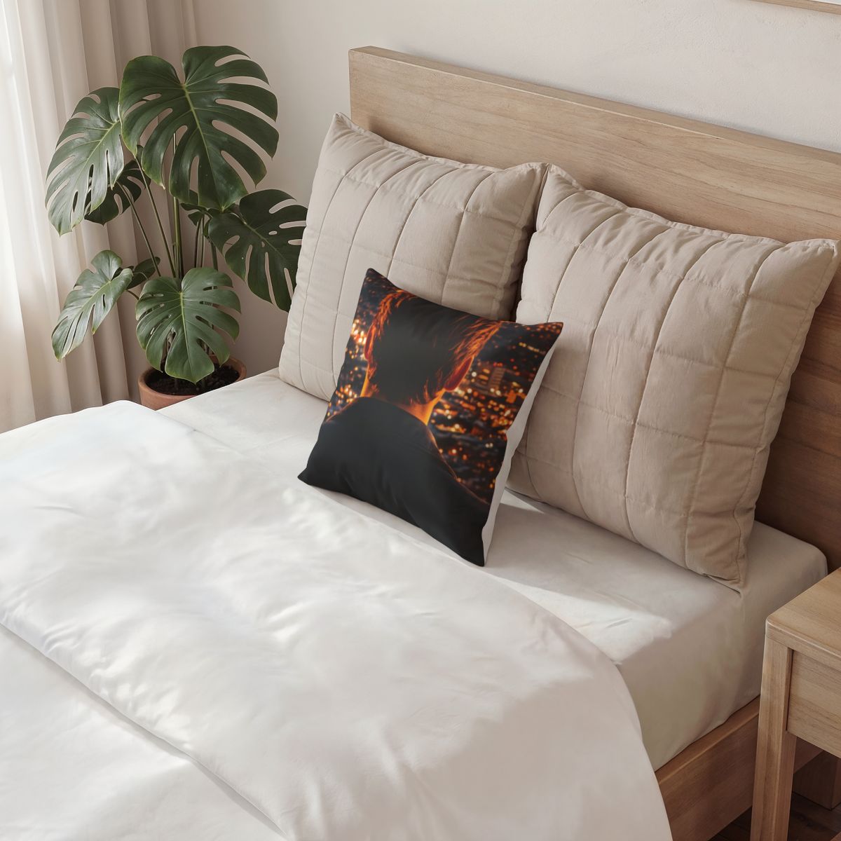 Poly Velvet Pillow - Twilight Horizon Skyline | Echovira...
