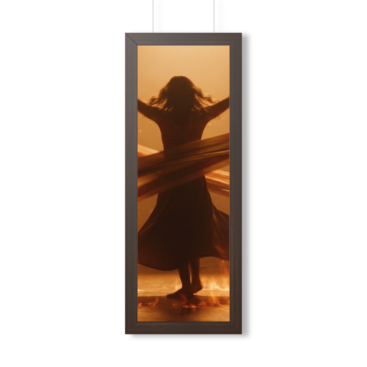 Framed Vertical Poster - Fire Dance Ascent — Walnut (11×14...