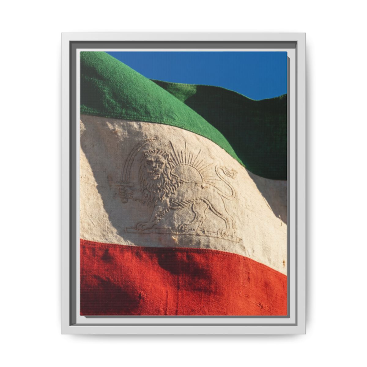 Framed Canvas Art - Distressed Flag — White / 1.25"