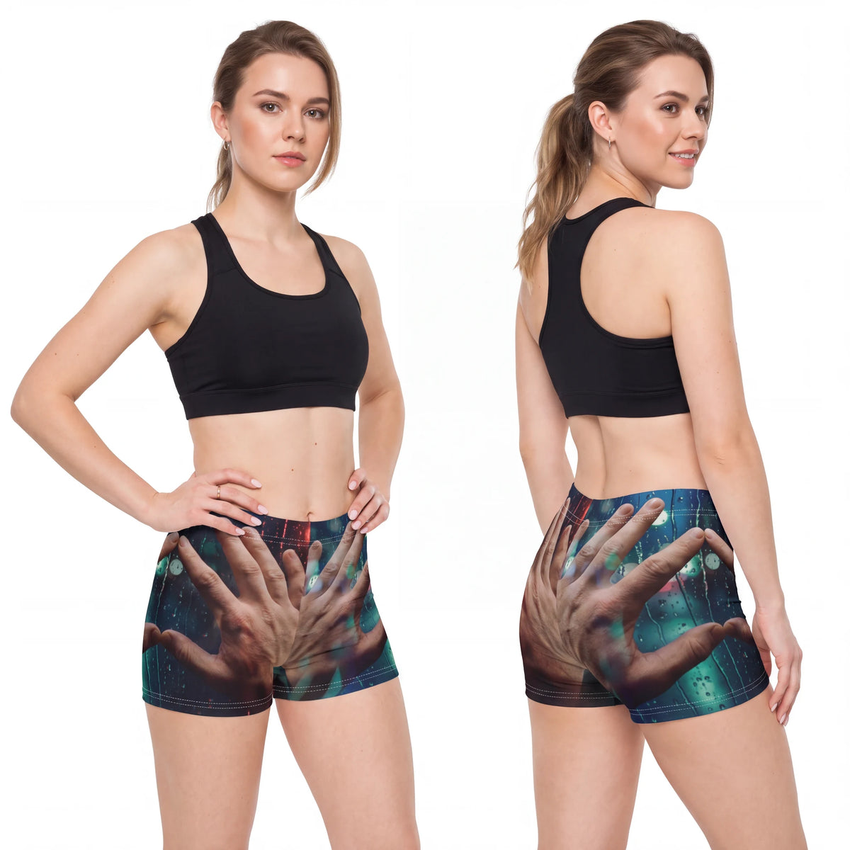 Women's Shorts Rainy City Window Art