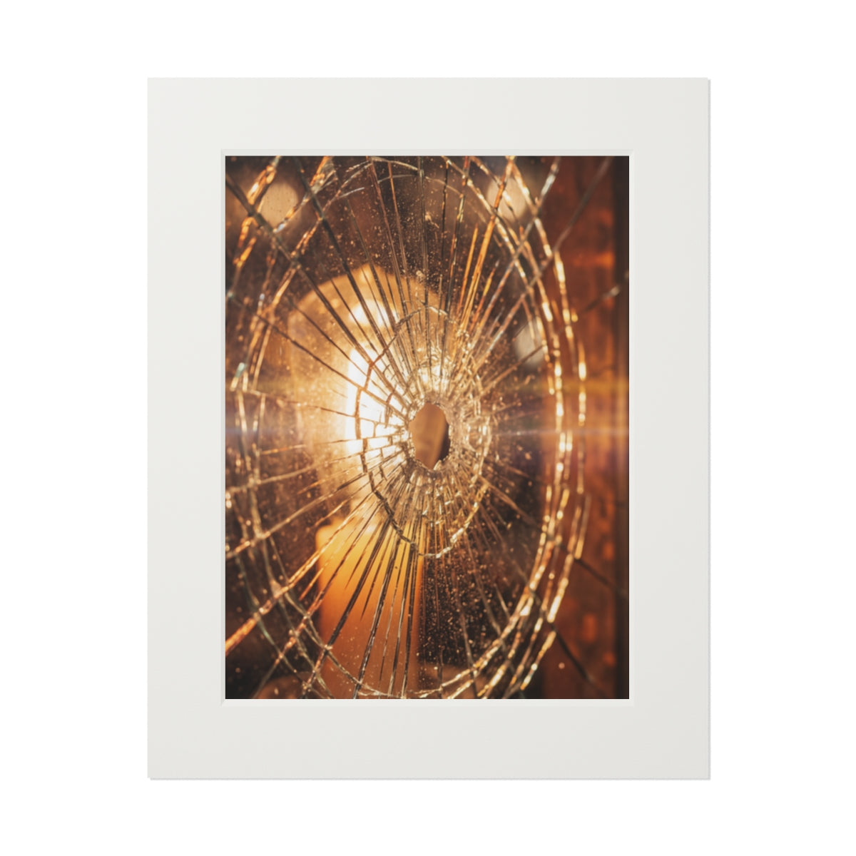Fine Art Prints - Golden Fractures Shattered Glass Art —......