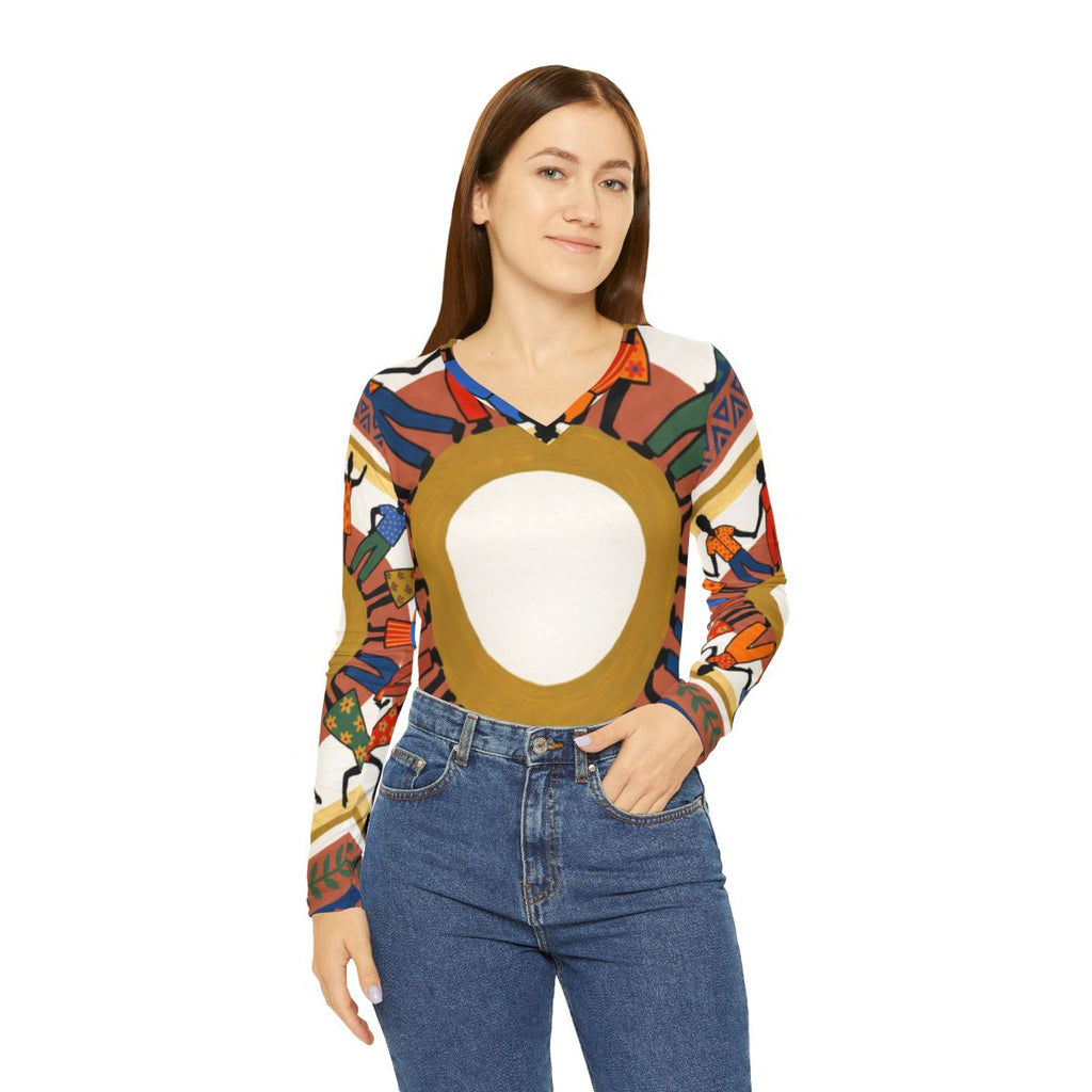 Women's Long Sleeve V-Neck - Unity Mandala | Echovira...