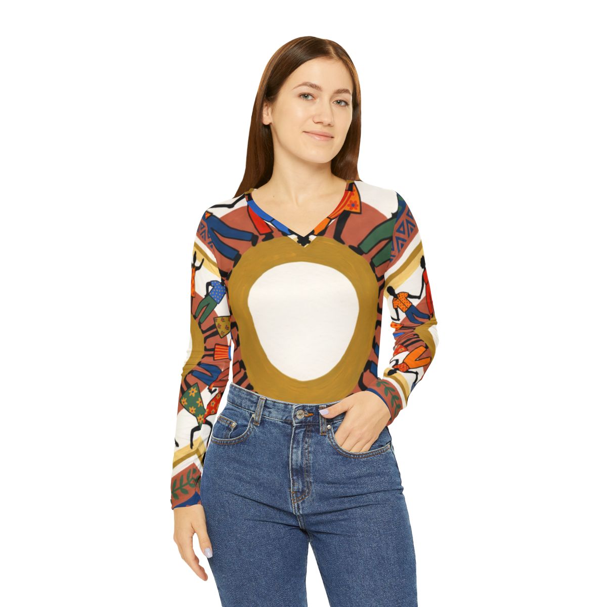 Women's Long Sleeve V-Neck - Unity Mandala | Echovira...
