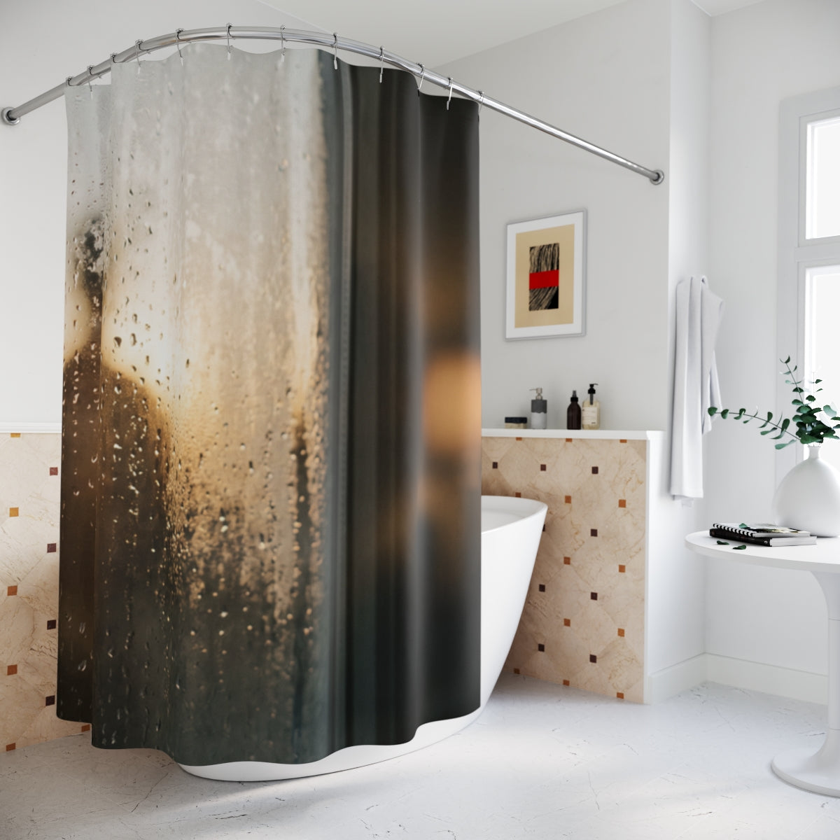 Shower Curtain - Misty Silhouette Amber | Echovira Gallery