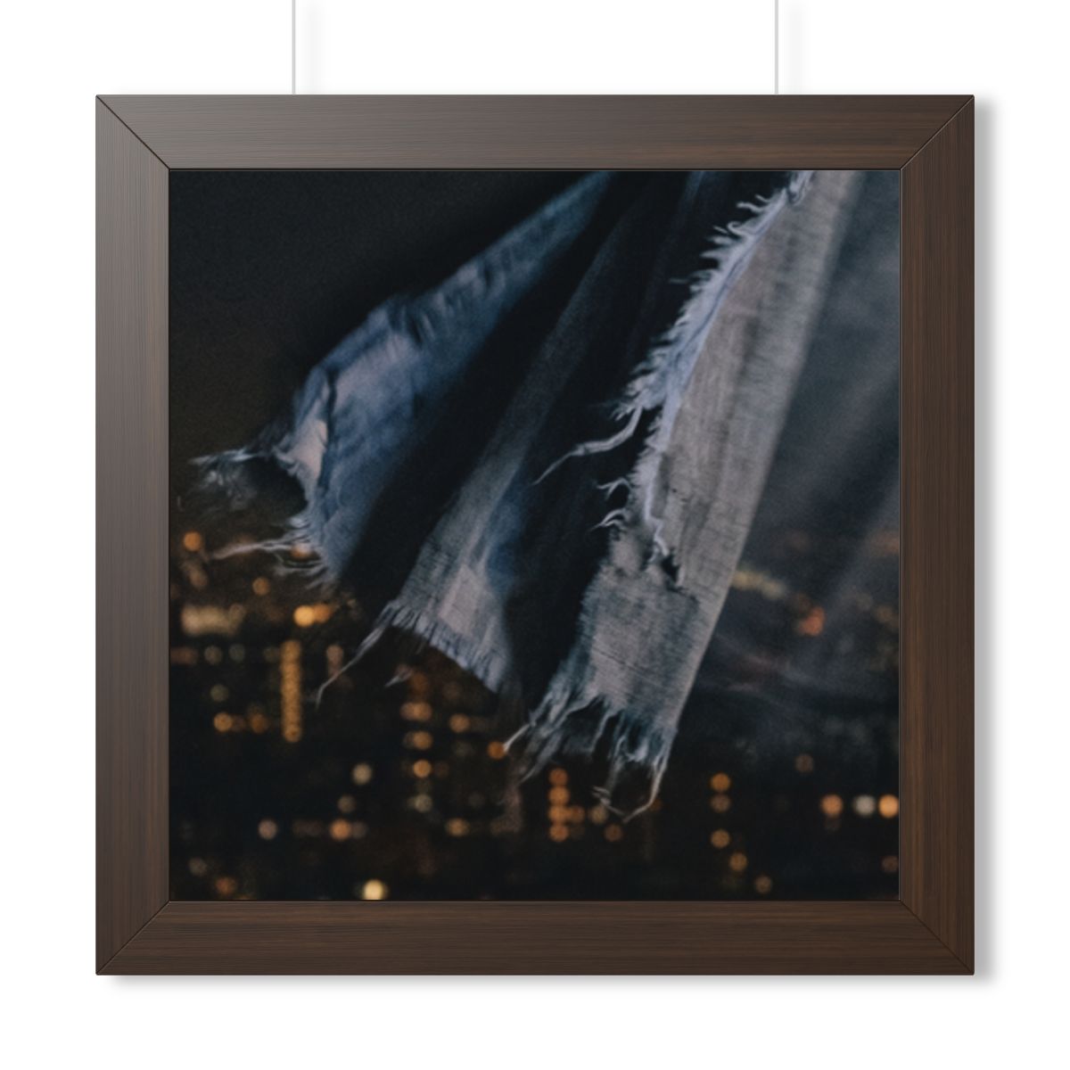 Framed Vertical Poster - City Lights Nocturne — Walnut... |...