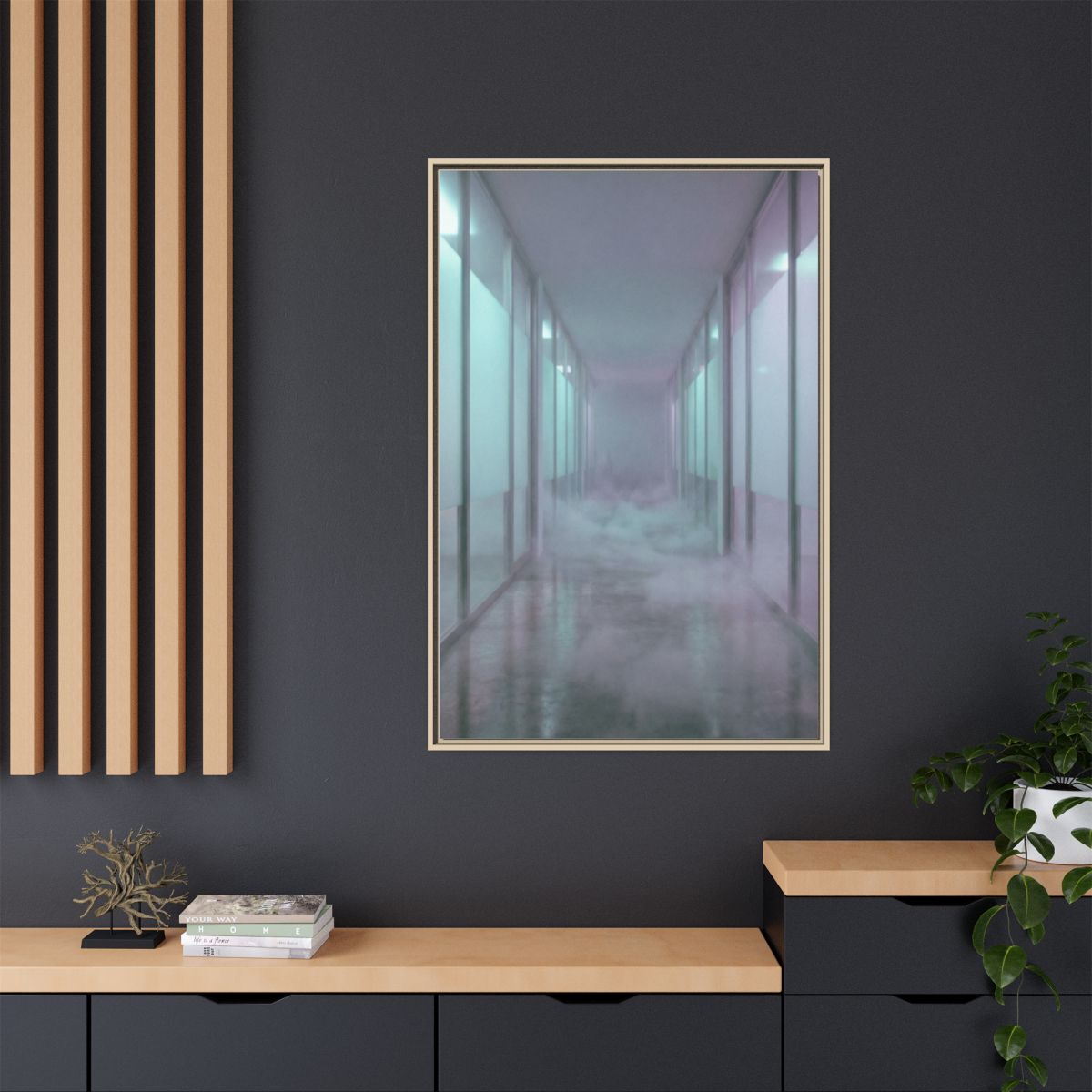Matte Canvas, Framed - Liminal Corridor Fog Art Print —... |...