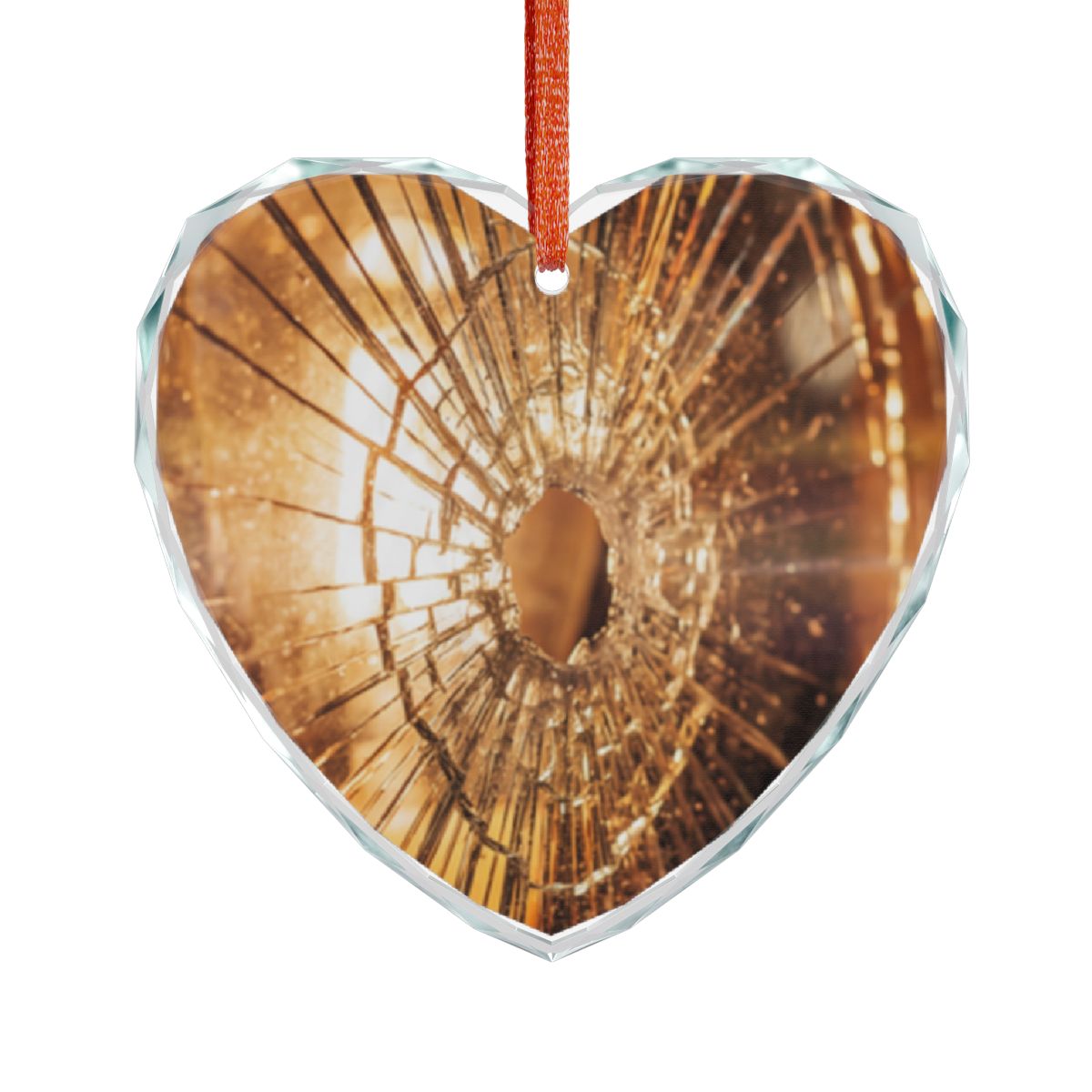Crystal Glass Ornament - Golden Fracture Broken Glass Art |...