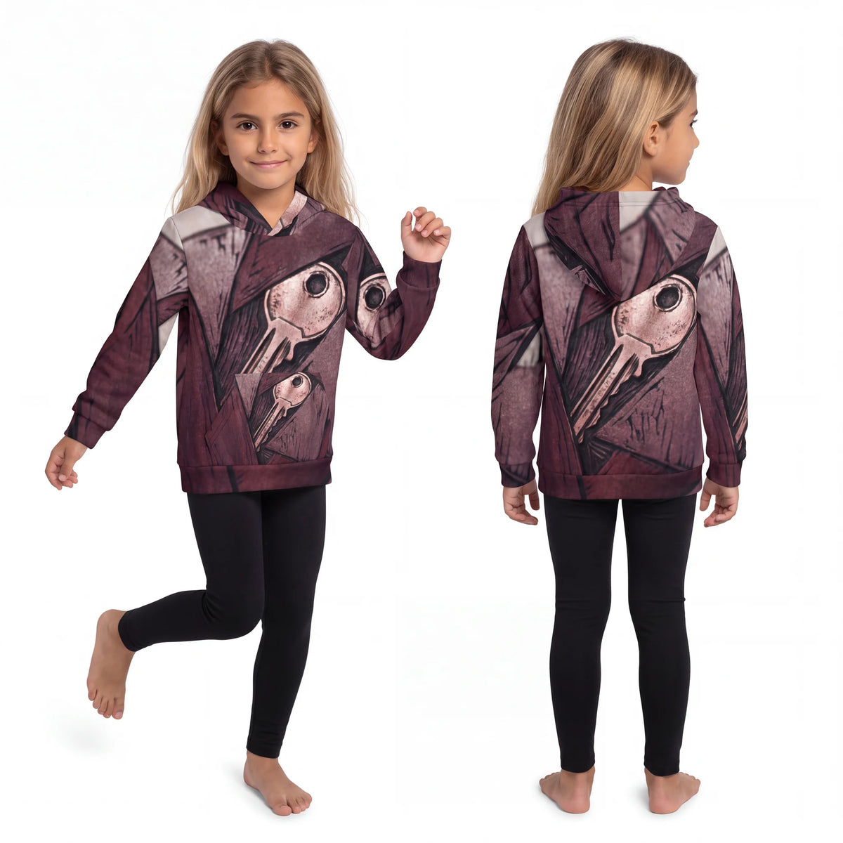 Children's Hoodie Vintage Key Mosaic Art