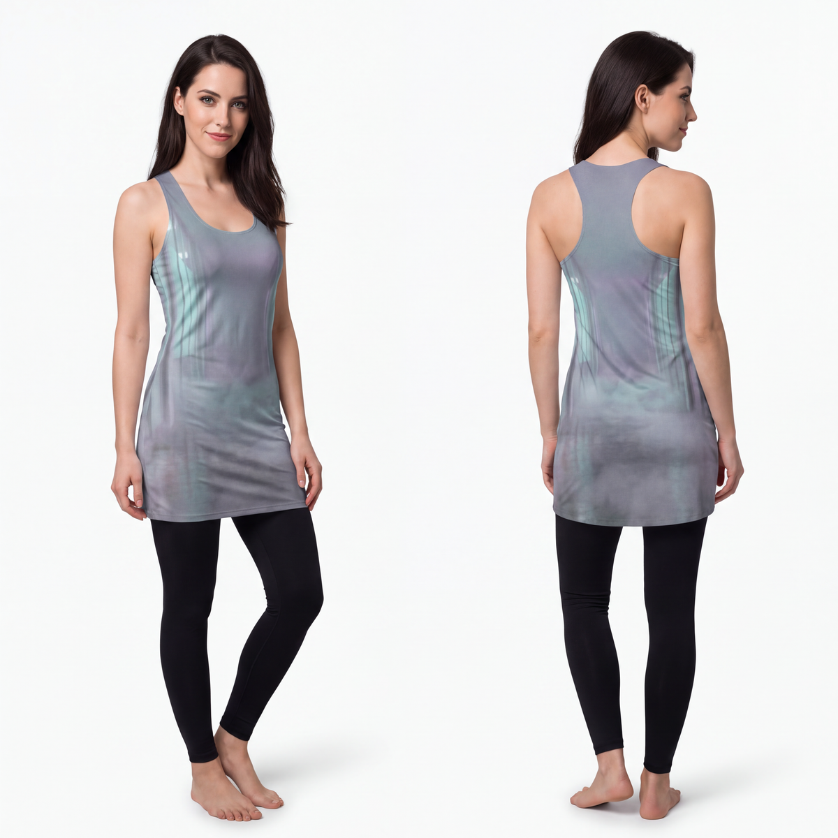 Women's Cut & Sew Racerback Dress - Liminal Corridor Fog Art...