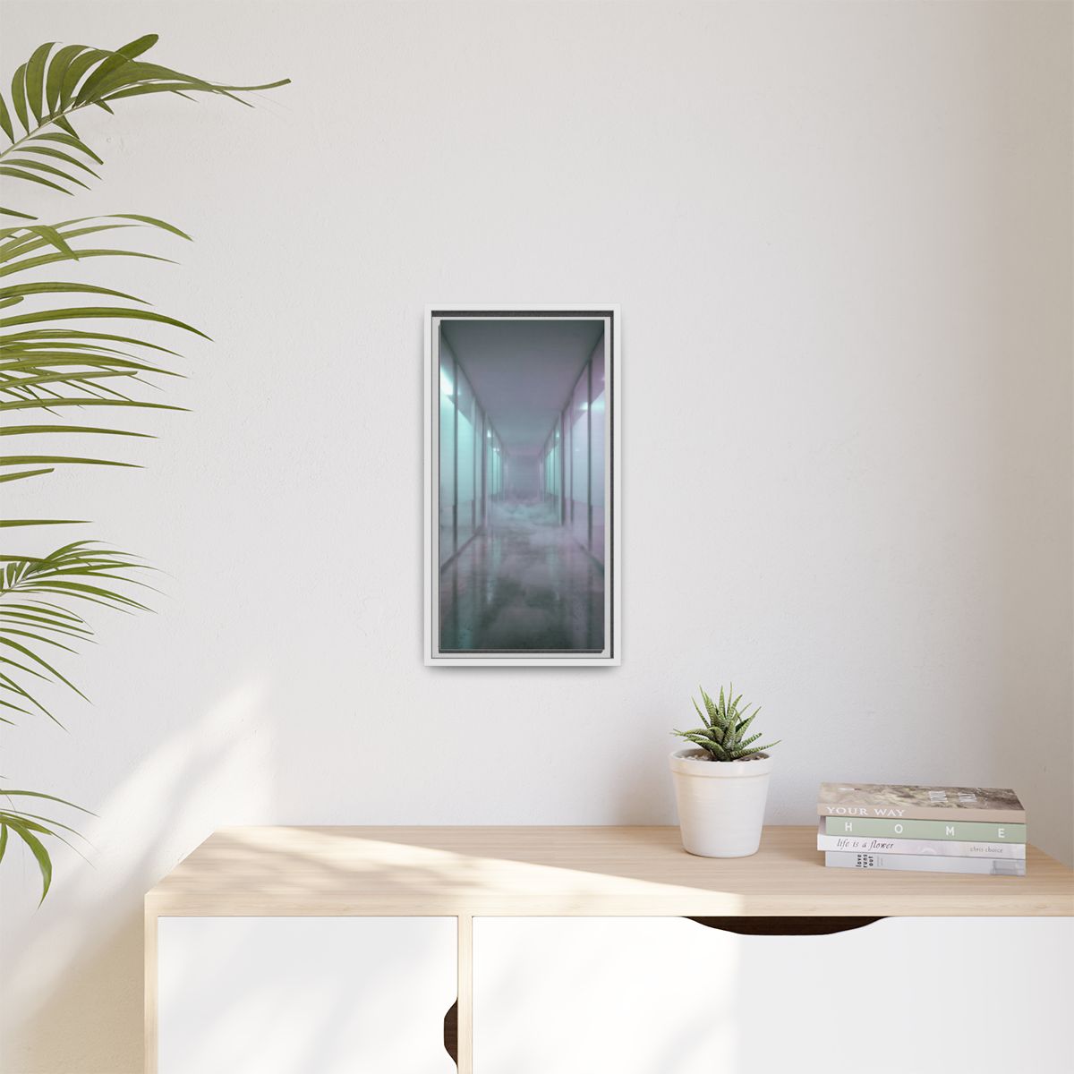 Matte Canvas, Framed - Liminal Corridor Fog Art Print —... |...