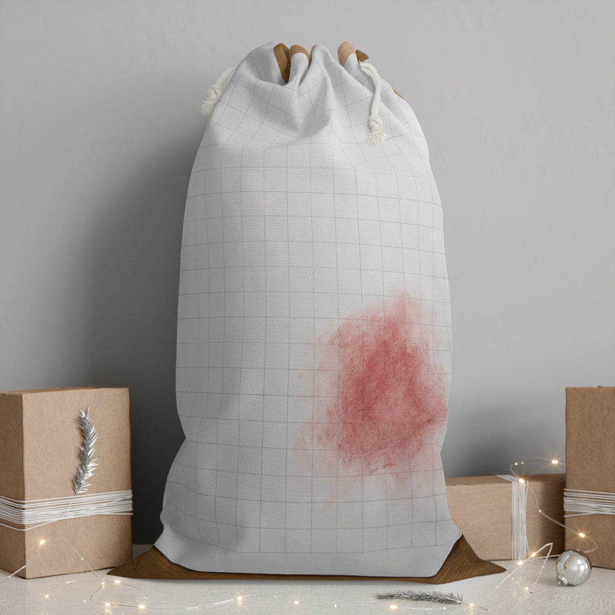 Sack - Crimson Grid Drawstring Storage | Echovira Gallery