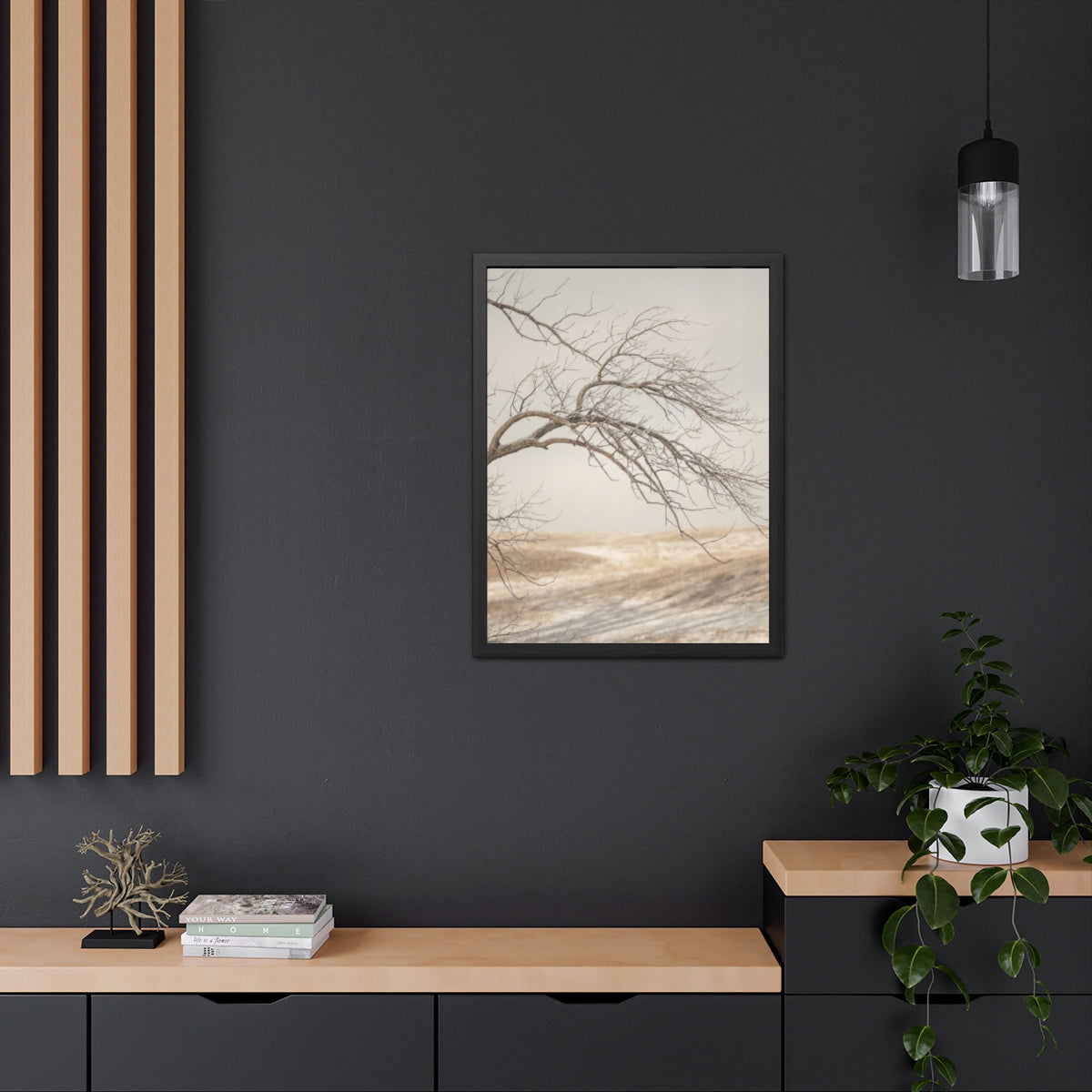 Framed Poster - Minimalist Winter Tree — Portrait